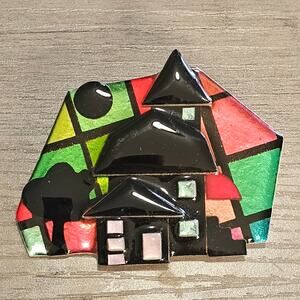 House pins by Lucinda Spooky Black House with Colorful Background